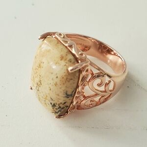 Rose Gold Over Sterling Silver Natural Stone Ring